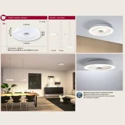 Paulmann LED-loftlampe Volea, hvid/sølv Ø 40 cm IP44 dæmpbar