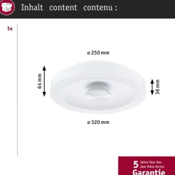 Paulmann LED-loftlampe Volea, hvid/sølv Ø 32 cm IP44 dæmpbar