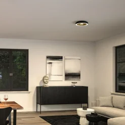 Paulmann LED-loftlampe Volea sort/guld Ø 32 cm IP44 dæmpbar