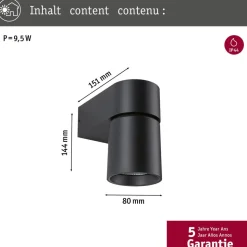 Paulmann LED udendørs væglampe Kimu, antracit, 3.000 K