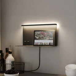 Paulmann LED-væglampe Jarina sort 35 cm hylde USB-port