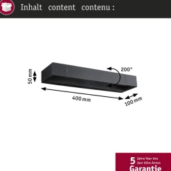 Paulmann LED-væglampe Lucille, sort, 40 cm IP44 dæmpbar