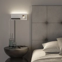 Paulmann LED-væglampe Serra, venstre, USB-C, hvid/sort