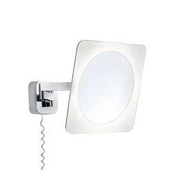 Paulmann LED-vægspejl Bela, krom, IP44, stik