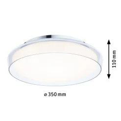 Paulmann Luena LED-loftlampe, IP44, krom, Ø 35 cm