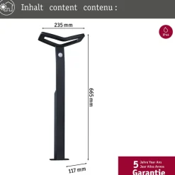 Paulmann Smart vejlampe Alara, CCT, antracit IP44