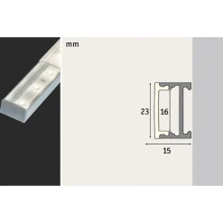 Paulmann Square Profil alu satineret diffusor, 1 m