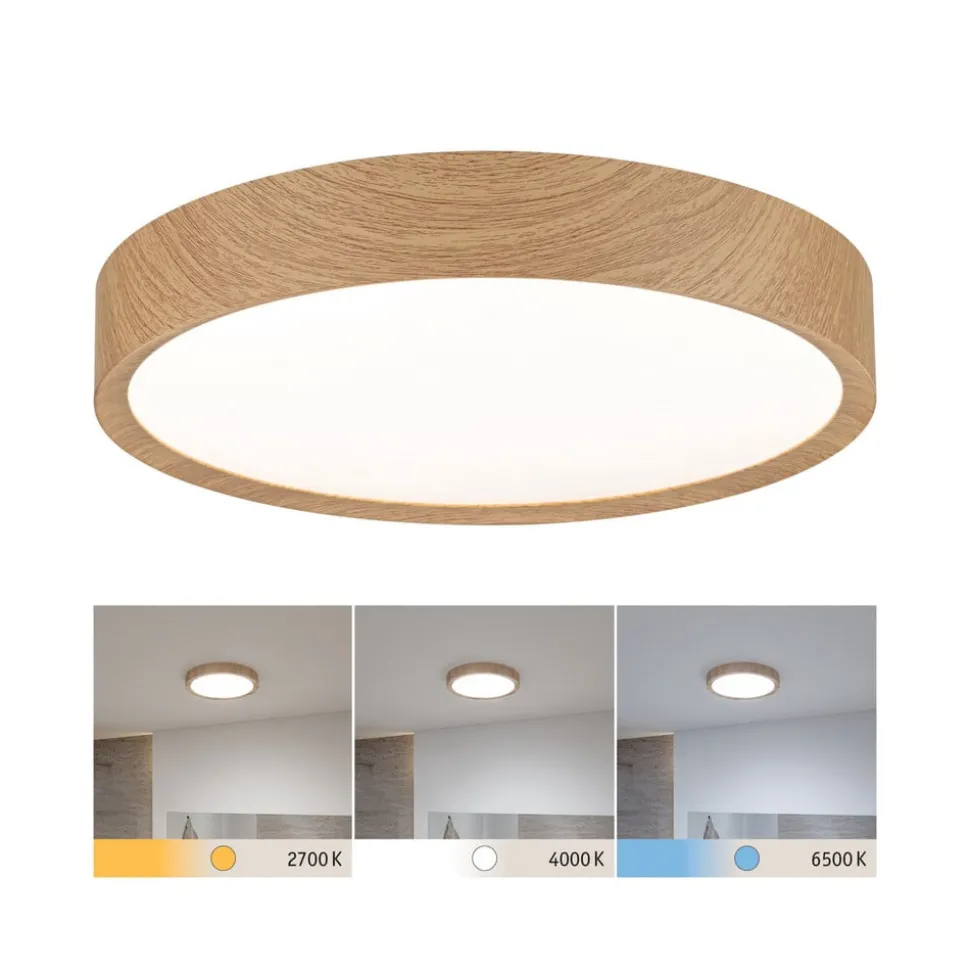 Paulmann Tega LED-loftlampe IP44 CCT træ