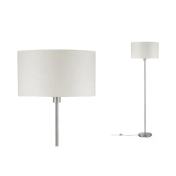Paulmann Tessa gulvlampe, creme, børstet jern
