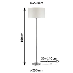 Paulmann Tessa gulvlampe, creme, børstet jern