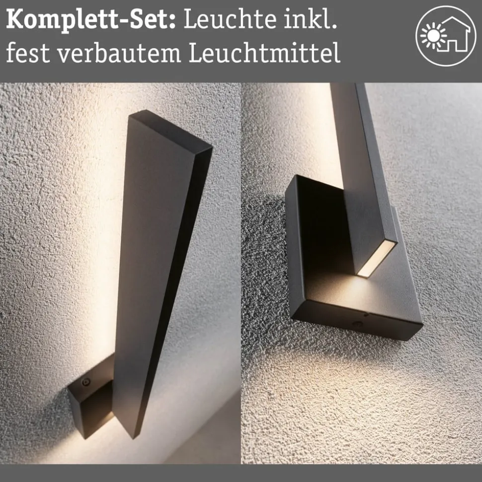 Paulmann udendørs LED-væglampe Levka, antracit, 49 cm aluminium IP44