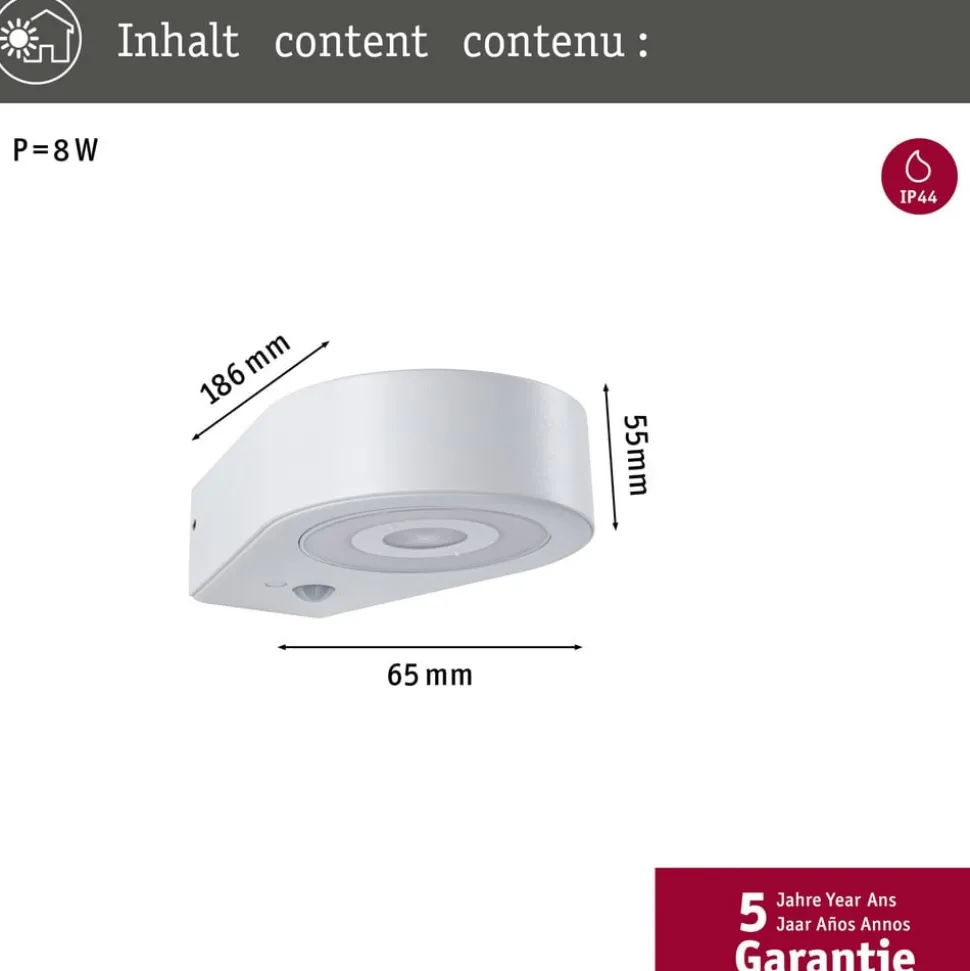 Paulmann udendørs LED-væglampe Silma hvid 1 lyskilde IP44