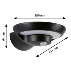 Paulmann udendørs LED-væglampe Bordola, sensor, antracit