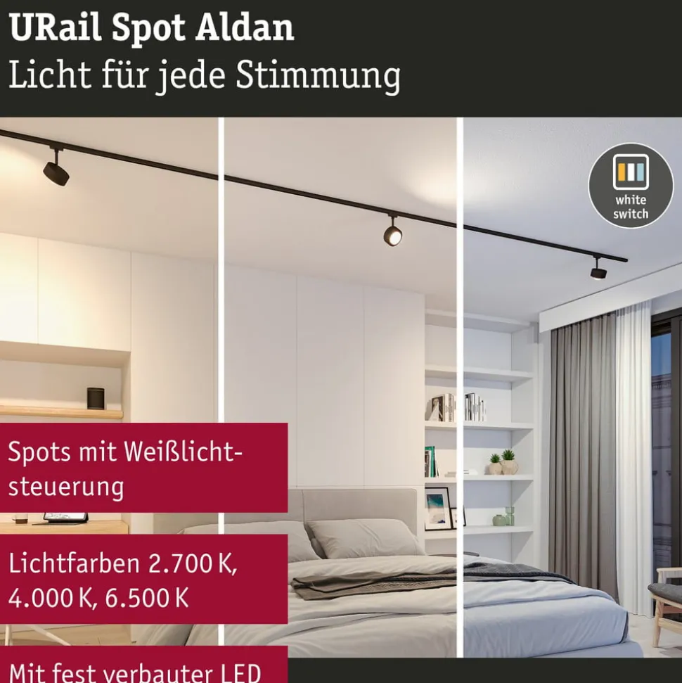Paulmann URail Aldan LED-spotlight, sort mat, metal, CCT