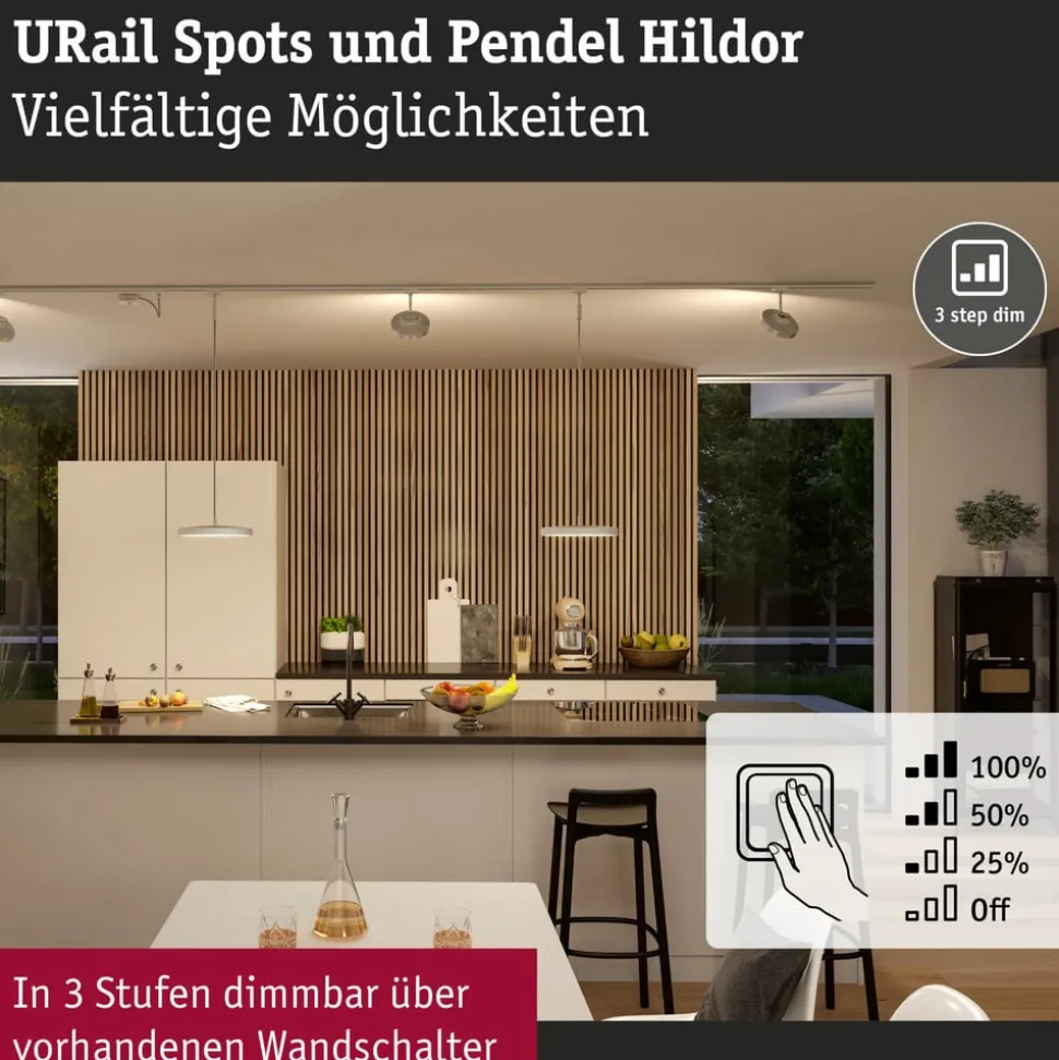 Paulmann URail Hildor LED-pendel 3.000K krom