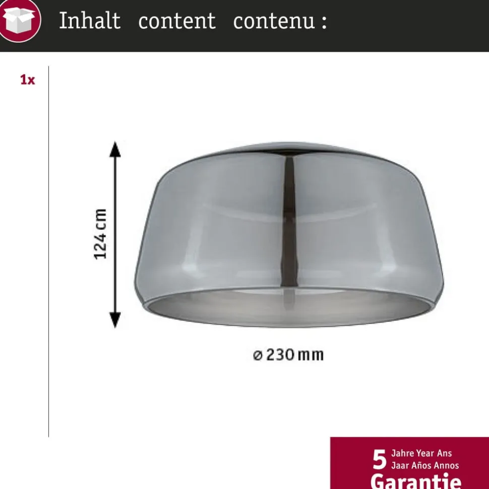 Paulmann URail lampeskærm Neila 2Easy, Ø 23 cm, røget glas