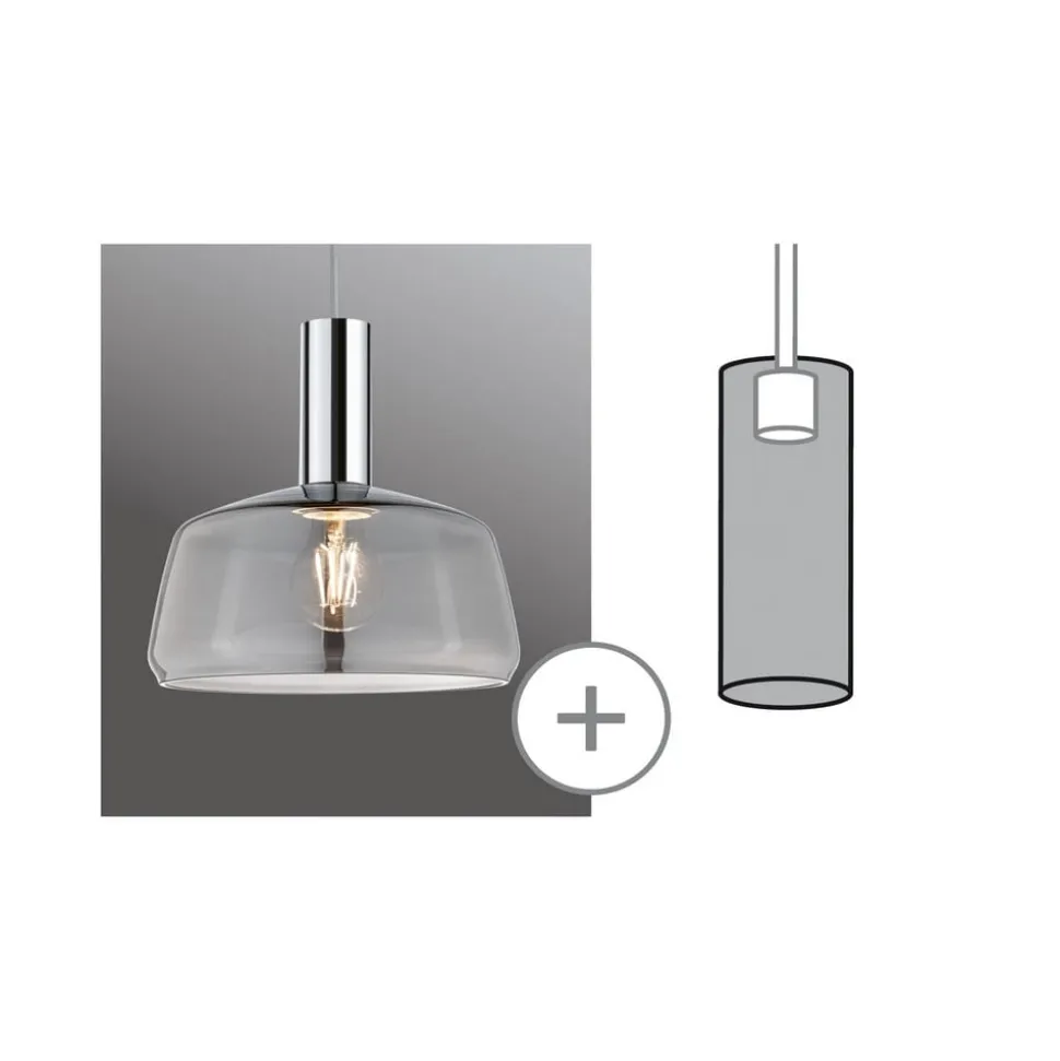 Paulmann URail lampeskærm Neila 2Easy, Ø 23 cm, røget glas