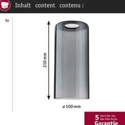 Paulmann URail lampeskærm Raja 2Easy, røget glas Ø 10 cm
