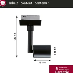 Paulmann URail skinnespot Salt, sort mat, GU10