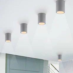Paul Neuhaus Eton loftlampe, grå, beton, Ø 11 cm, GU10