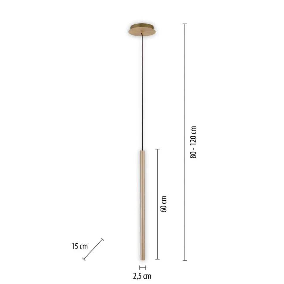 Paul Neuhaus Flute LED-hængelampe 1 lyskilde messing