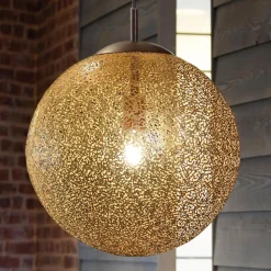 Paul Neuhaus Greta hængelampe, Ø 40 cm, guldfarvet, metal