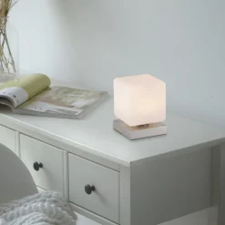 Paul Neuhaus LED-bordlampe Dadoa, stål, glas, dæmpbar