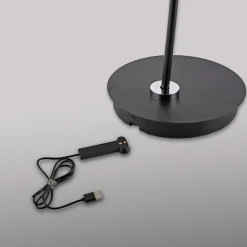 Paul Neuhaus LED-gulvlampe Akku-Bente, sort, CCT, USB-C