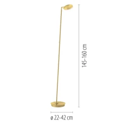 Paul Neuhaus LED-gulvlampe Akku-Bente, messing, CCT, USB-C