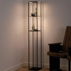 Paul Neuhaus LED-gulvlampe Contura, sort, metal, 140 cm
