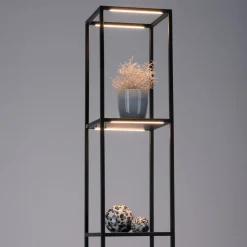 Paul Neuhaus LED-gulvlampe Contura, sort, metal, 140 cm