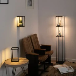 Paul Neuhaus LED-gulvlampe Contura, sort, metal, 140 cm