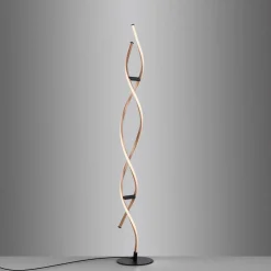 Paul Neuhaus LED-gulvlampe Polina, guld, metal, dæmpbar