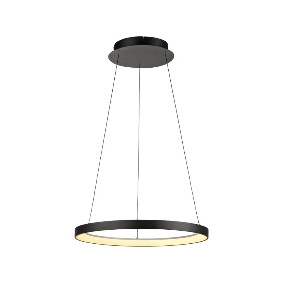 Paul Neuhaus LED-hængelampe Hoop, sort, Ø 57 cm, dæmpbar