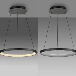 Paul Neuhaus LED-hængelampe Hoop, sort, Ø 57 cm, dæmpbar