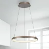 Paul Neuhaus LED-hængelampe Hoop, brun, Ø 57 cm, dæmpbar