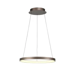 Paul Neuhaus LED-hængelampe Hoop, brun, Ø 57 cm, dæmpbar
