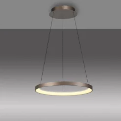 Paul Neuhaus LED-hængelampe Hoop, brun, Ø 57 cm, dæmpbar