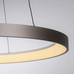 Paul Neuhaus LED-hængelampe Hoop, brun, Ø 57 cm, dæmpbar