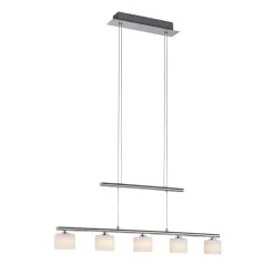 Paul Neuhaus LED-hængelampe Hydra, stålfarvet, glas, 80 cm
