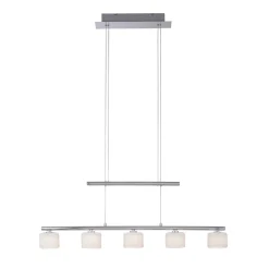 Paul Neuhaus LED-hængelampe Hydra, stålfarvet, glas, 80 cm