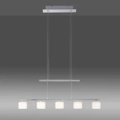 Paul Neuhaus LED-hængelampe Hydra, stålfarvet, glas, 80 cm