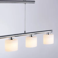 Paul Neuhaus LED-hængelampe Hydra, stålfarvet, glas, 80 cm