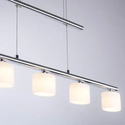 Paul Neuhaus LED-hængelampe Hydra, stålfarvet, glas, 80 cm