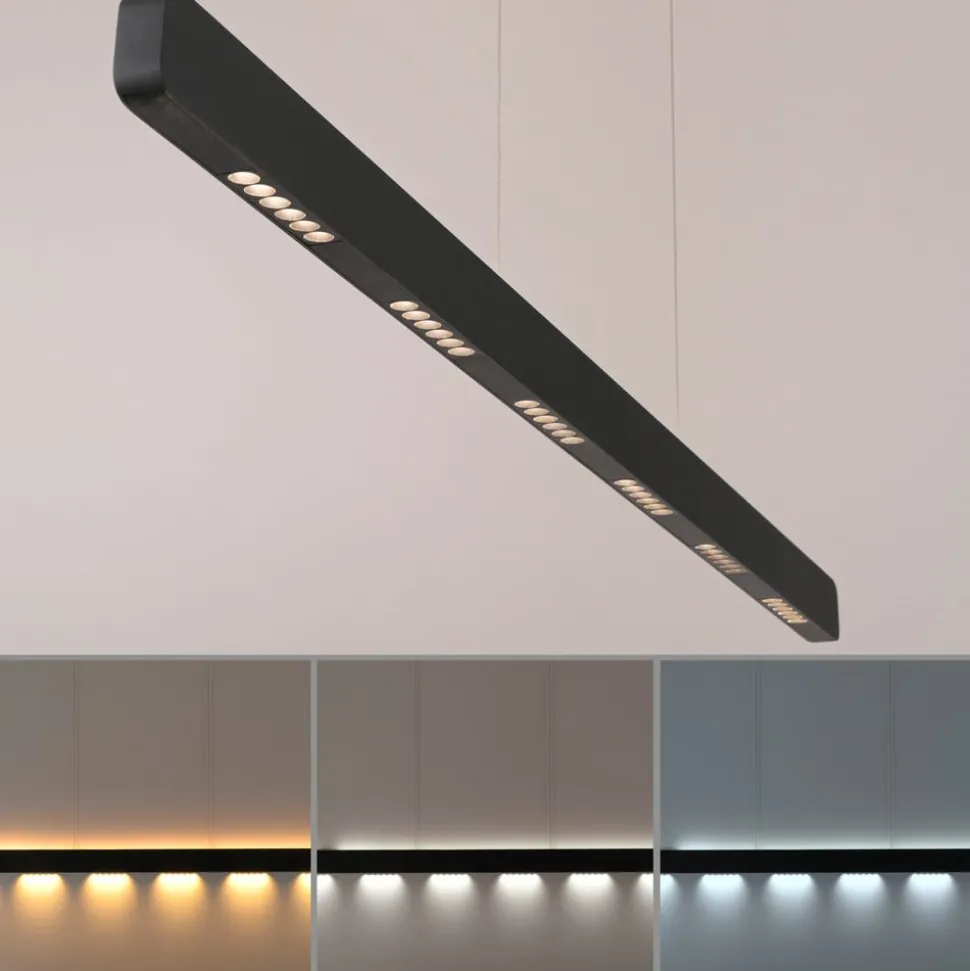 Paul Neuhaus LED-hængelampe Q-Stretto, sort, 120 cm