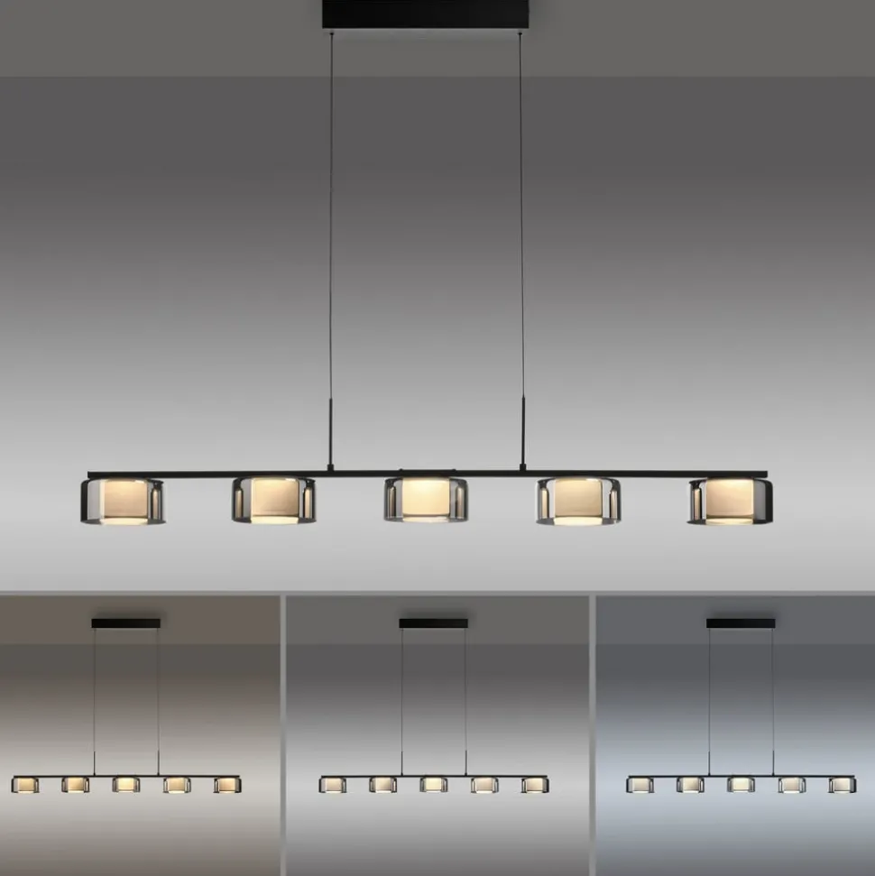 Paul Neuhaus LED-hængelampe Rika, 119 cm, glas, dæmpbar