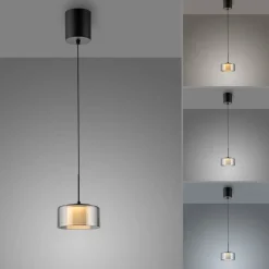 Paul Neuhaus LED-hængelampe Rika, Ø 15 cm, glas, dæmpbar