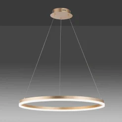 Paul Neuhaus LED-hængelampe Titus, Ø 80 cm, messing, dæmpbar
