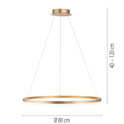 Paul Neuhaus LED-hængelampe Titus, Ø 80 cm, messing, dæmpbar