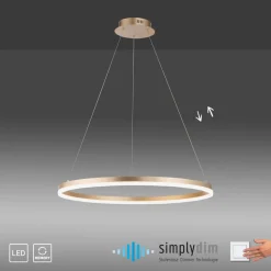 Paul Neuhaus LED-hængelampe Titus, Ø 80 cm, messing, dæmpbar